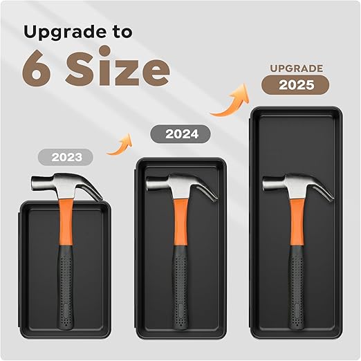 【Fits 100+ Tools】A-LUGEI【100-Piece 6-Size】 Tool Organizer Tray Set - Black Plastic Drawer Dividers for Garage Cabinets, Rolling Tool Chests, Workbenches & Office Storage.