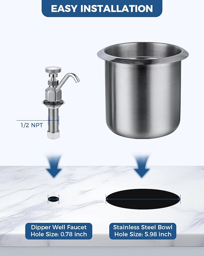 Kitchen Faucet Single Hole Dipper Well Faucet 0.5 GPM Flow Coffee Shop Bar Counter Sink Faucet Deck Mount Commercial Food Washing Tool for Washing Ice Cream or Coffee Spoons, Brass