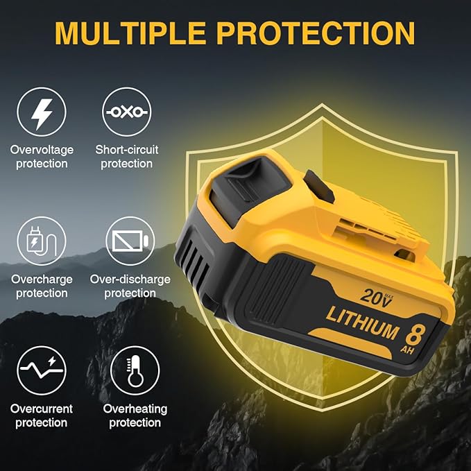 XAMP 8000mAh Lithium-ion Battery Replacement for 20V Max, DCB204 DCB206 DCB203 DCB200 DCB201 DCB205-2 DCB181 DCB180 Compitable with 20V Tools (2 Pack)