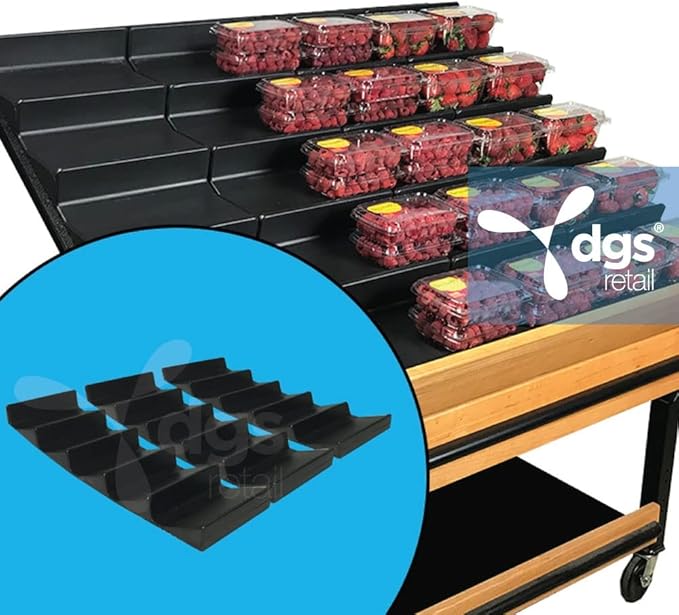 3 Pack of Tiered 5-Step Produce Riser Display for Retail Grocery Produce Market Farmers Market, Set of 3 Fits Tables 36"D x 36"W, Washable Food Safe Material