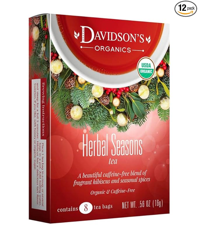 Davidson's Organics, Herbal Seasons Tea, 8-count Tea Bags, Pack of 12