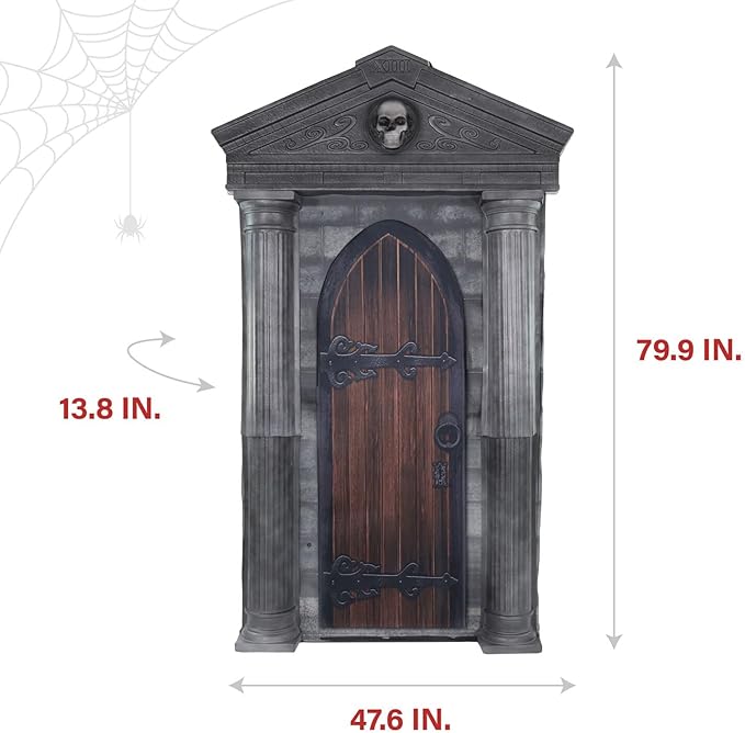 Haunted Hill Farm 6.7-Ft Animatronic Mausoleum by Tekky, Halloween Animatronic, Spooky House Wall Decoration, Creepy Indoor & Covered Outdoor Party Decor Motion-Activated Lights & Sound, LifeSize