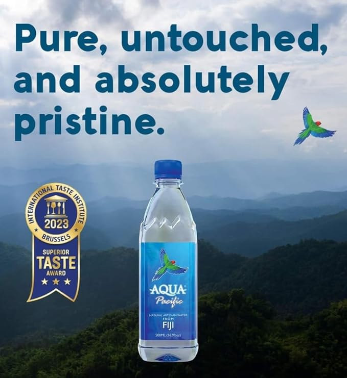 Natural ARTESIAN Mineral Water - Case Pack of 24 (500 mL Bottle) Discover Fiji's Finest H20, Naturally High pH & Alkaline - Aqua Pacific WTR From FIJI