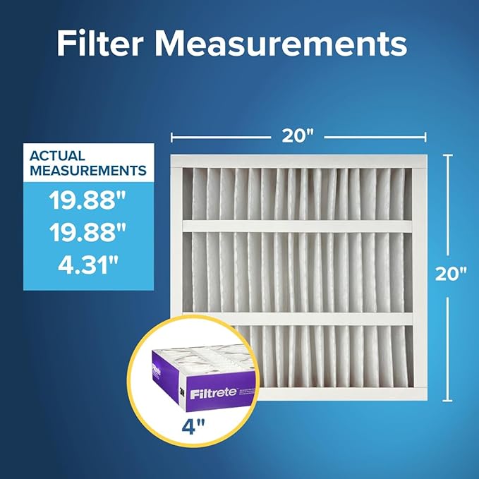 Filtrete 20x20x4 AC Furnace Air Filter, MPR 1550, MERV 12, Fits Honeywell, CERTIFIED Asthma & Allergy Friendly, Electrostatic Air Cleaning Filter, 2-Pack (Actual Size 19.88 x 19.88 x 4.31)
