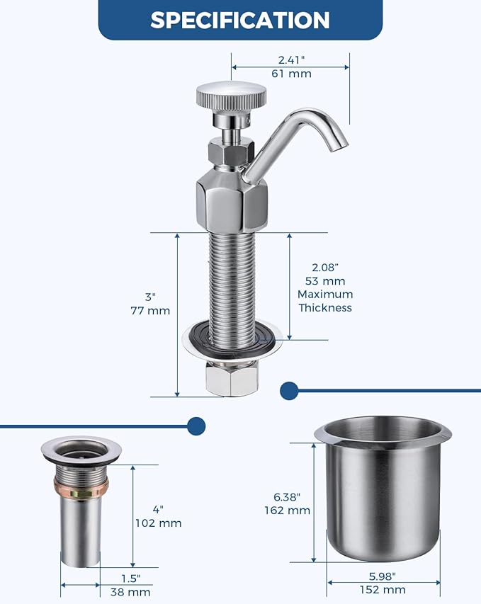 Kitchen Faucet Single Hole Dipper Well Faucet 0.5 GPM Flow Coffee Shop Bar Counter Sink Faucet Deck Mount Commercial Food Washing Tool for Washing Ice Cream or Coffee Spoons, Brass