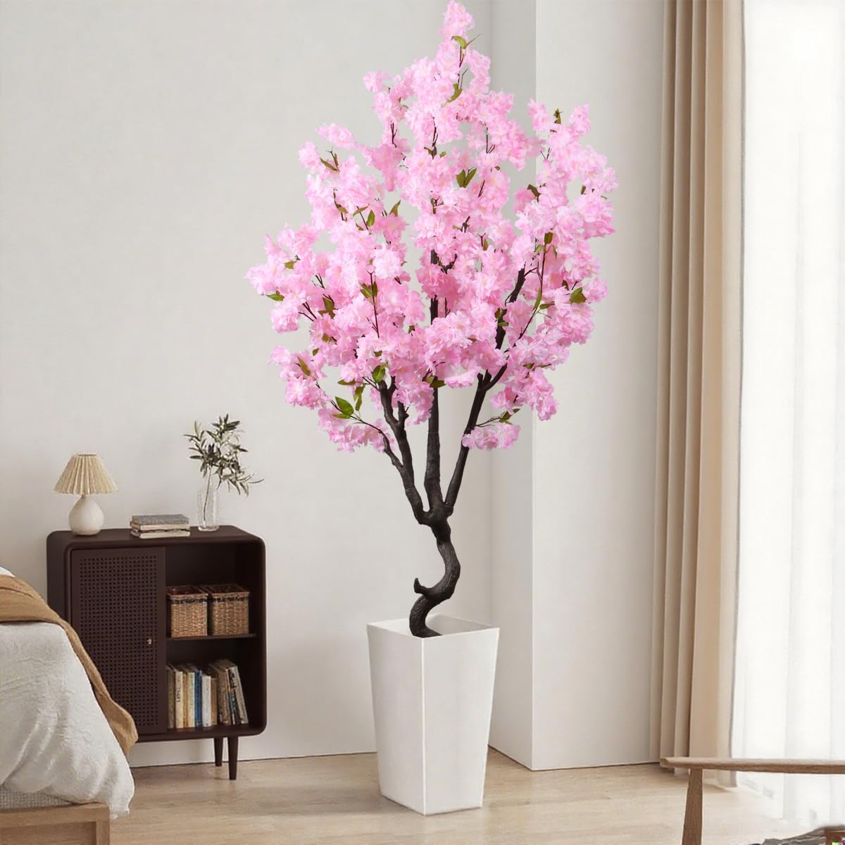 7FT Artificial Cherry Blossom Tree Beautiful Sakura Flower Tree Indoor Faux Pink Tree for Home Office Decor