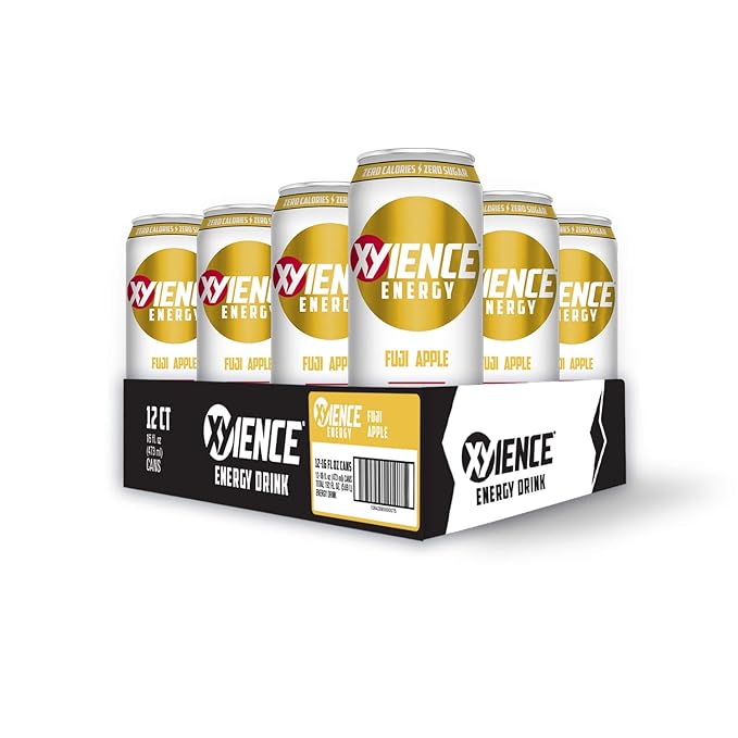 XYIENCE Energy Drink | Fuji Apple | Sugar Free | Zero Calories | Natural Flavors | Vitamin Fortified | 16 Fl Oz (Pack of 12)