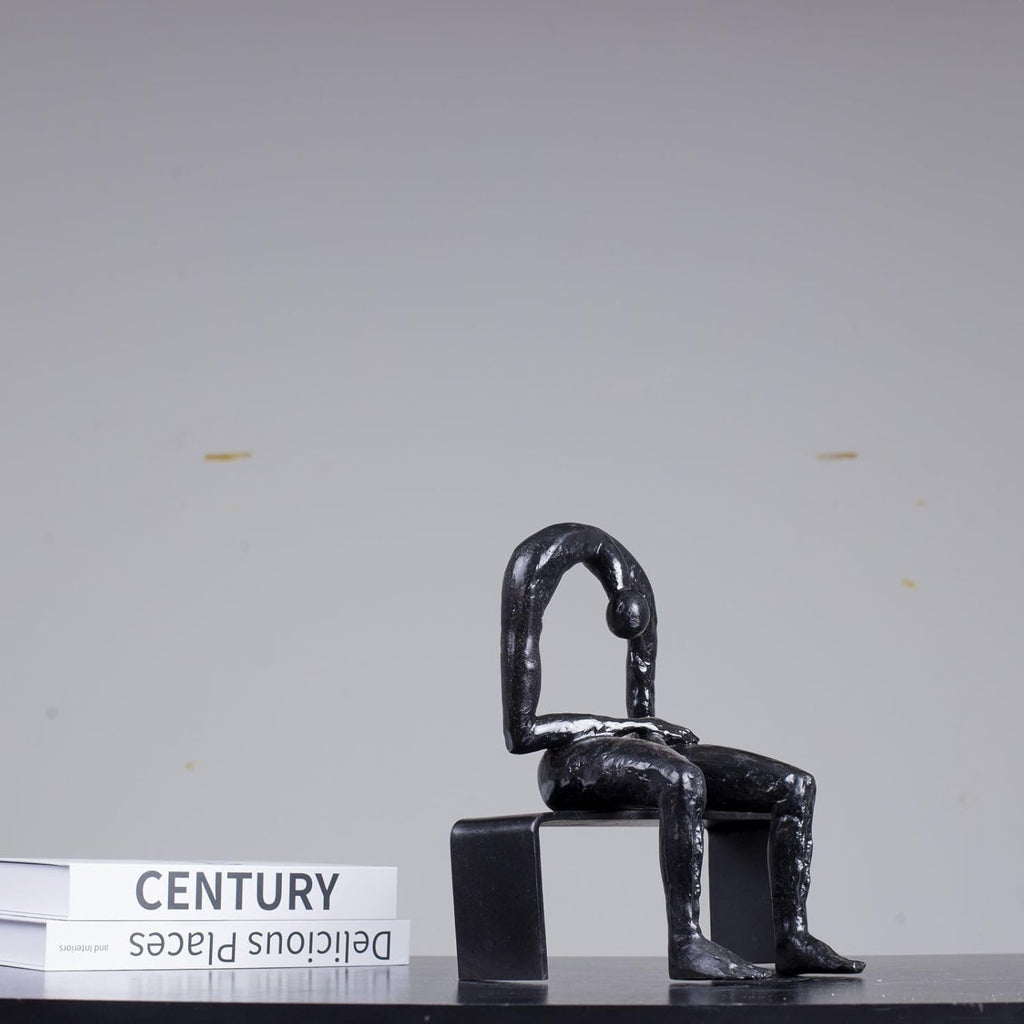 9.8'' Bronze Melancholy Sculpture, Modern Abstract Emptiness Statue& Think of Grief Sculpture Masterpiece Reproduction Brass Art Boutique for Home Office Decor and Special