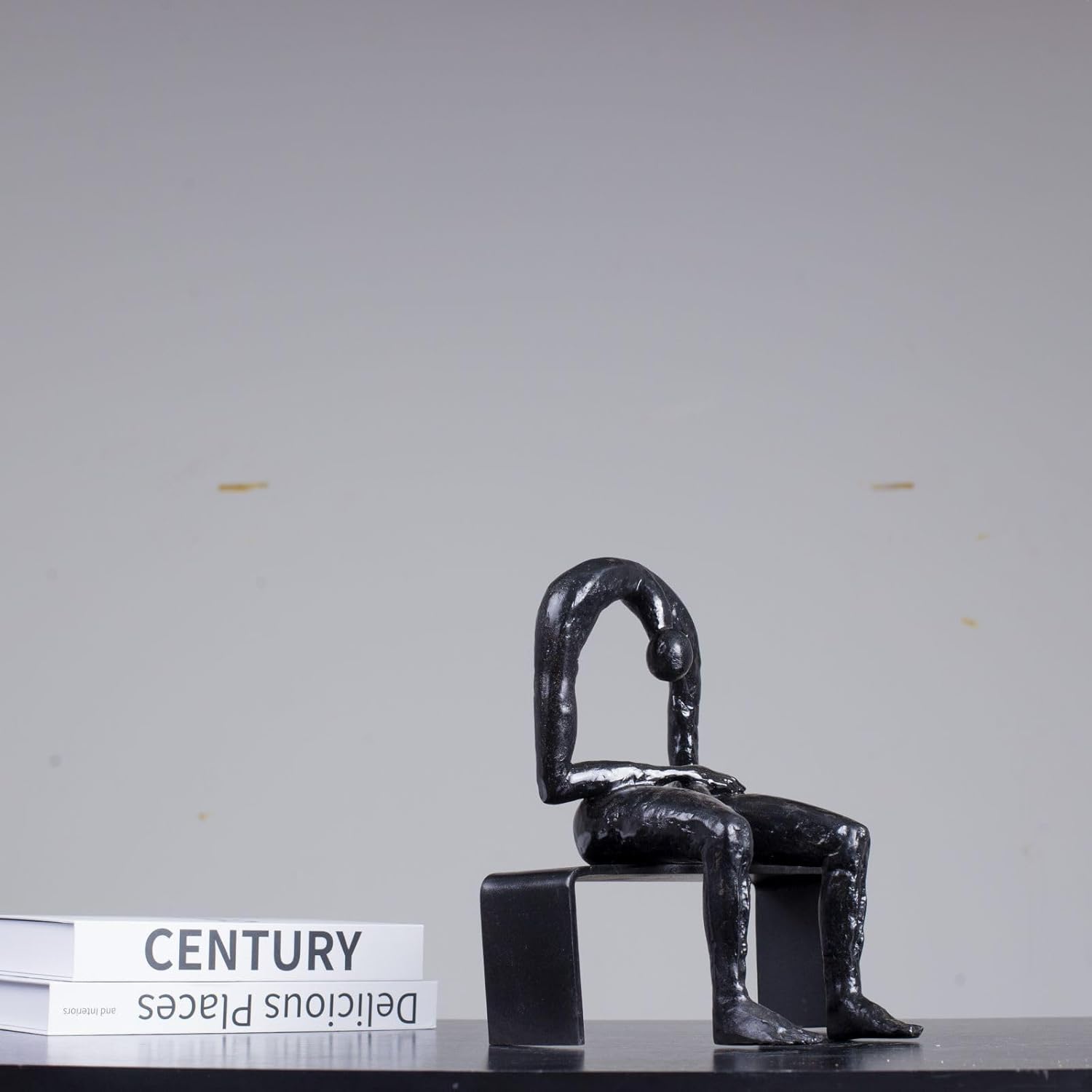 9.8'' Bronze Melancholy Sculpture, Modern Abstract Emptiness Statue& Think of Grief Sculpture Masterpiece Reproduction Brass Art Boutique for Home Office Decor and Special