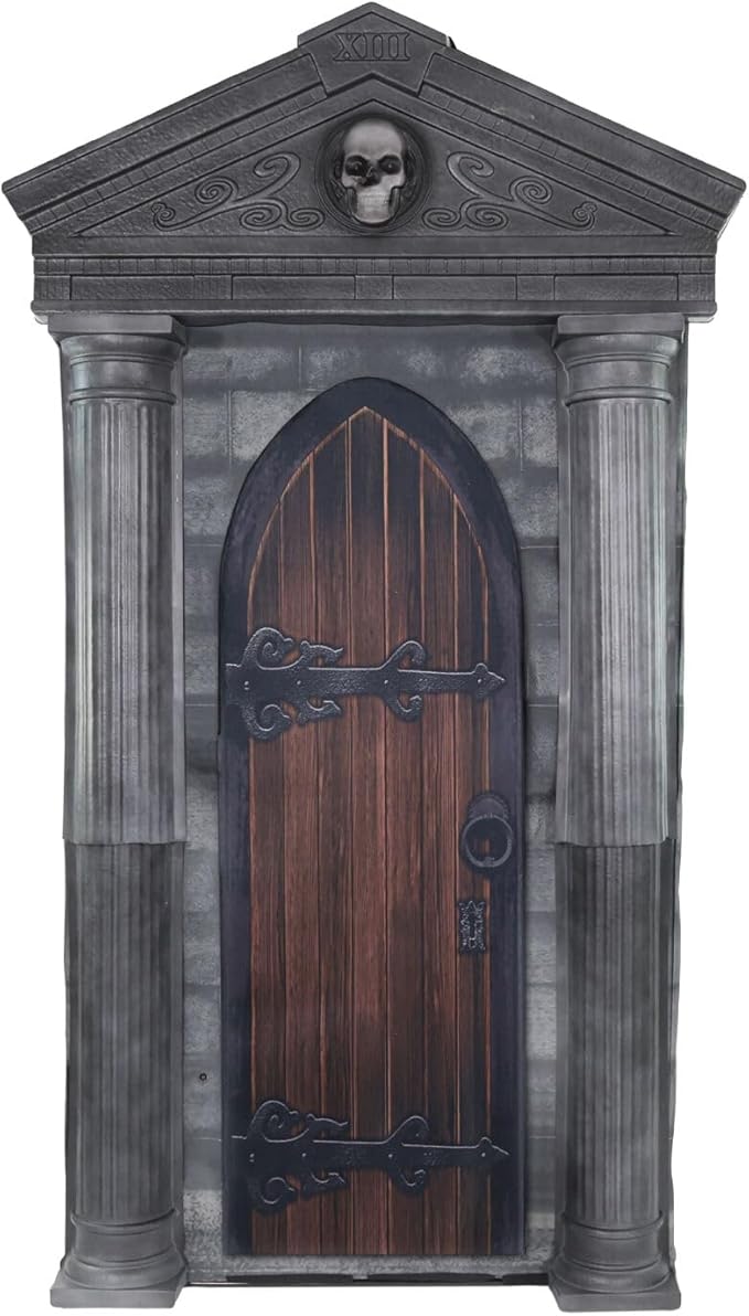 Haunted Hill Farm 6.7-Ft Animatronic Mausoleum by Tekky, Halloween Animatronic, Spooky House Wall Decoration, Creepy Indoor & Covered Outdoor Party Decor Motion-Activated Lights & Sound, LifeSize