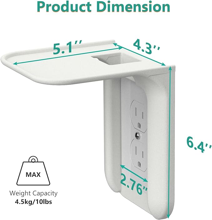WALI Outlet Shelf Wall Holder, Bathroom Shelf up to 10lbs Standard Vertical Duplex Wall Organizer for Smart Home Decor Space Saving Power Tools, Toothbrush (OLS001-W), 1 Pack, White
