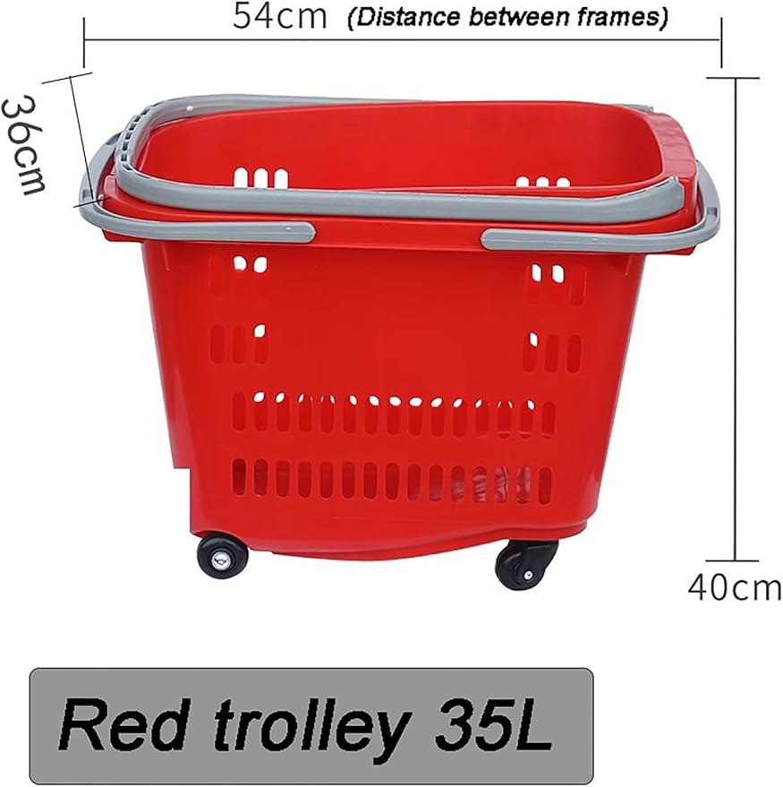 Foldable Grocery Cart with Wheels, Heavy-Duty Rolling Shopping Basket for Easy Supermarket Trips & Home Use 6Pcs(Red)