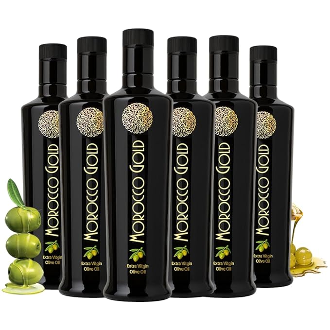 Morocco Gold Early Harvest Olive Oil Extra Virgin - Cold Pressed Polyphenol Rich 652mg/kg - Pure & Natural, Up to 4 Years Shelf-life - Fresh & New Harvest EVOO - 500ml (6 Bottles for the Price Of 5)