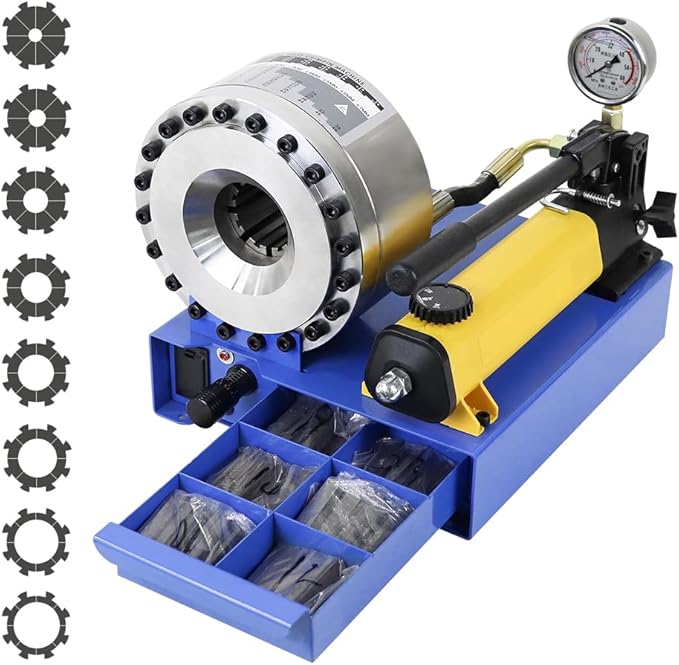 Hose Crimper with 8 Sets of Dies High Pressure Hydraulic Hose Crimping Handheld Hydraulic Hose Crimping Tool