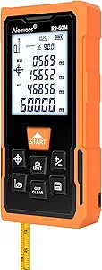 R9 Laser Measure 60m/196ft with Large Backlit Screen and Cross Laser, Digital Laser Measurement Tool with Electronic Angle Measures Distance, Area and Volume