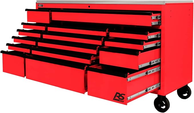 Homak 72” Roller Cabinet w/Stainless Steel Top RS Pro Workstation (Fury Red)