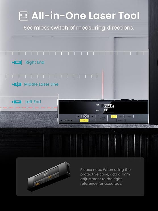 MiLESEEY DP20 Pro Dual Laser Measuring Tool, 390Ft Laser Measurement Tool with Middle Laser Reference, Rechargeable Laser Distance Measure with APP,Gen-2 Backlit Display Ft/in/M Units Laser Measure