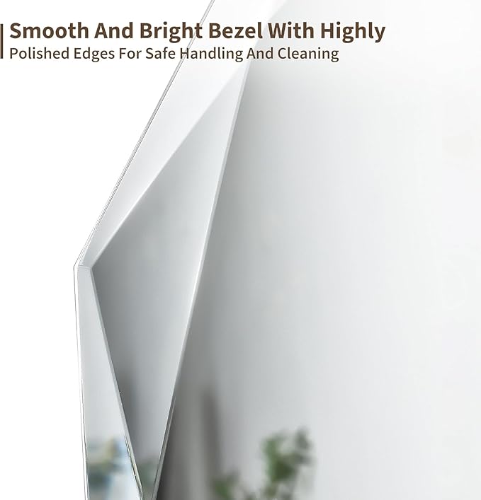 Suidia Bathroom Mirror, 30"x 48" Wall Mirror, Frameless Bathroom Mirror with Beveled Edge for Bedroom, Living Room, Entryway, Hallway, Oval Shape