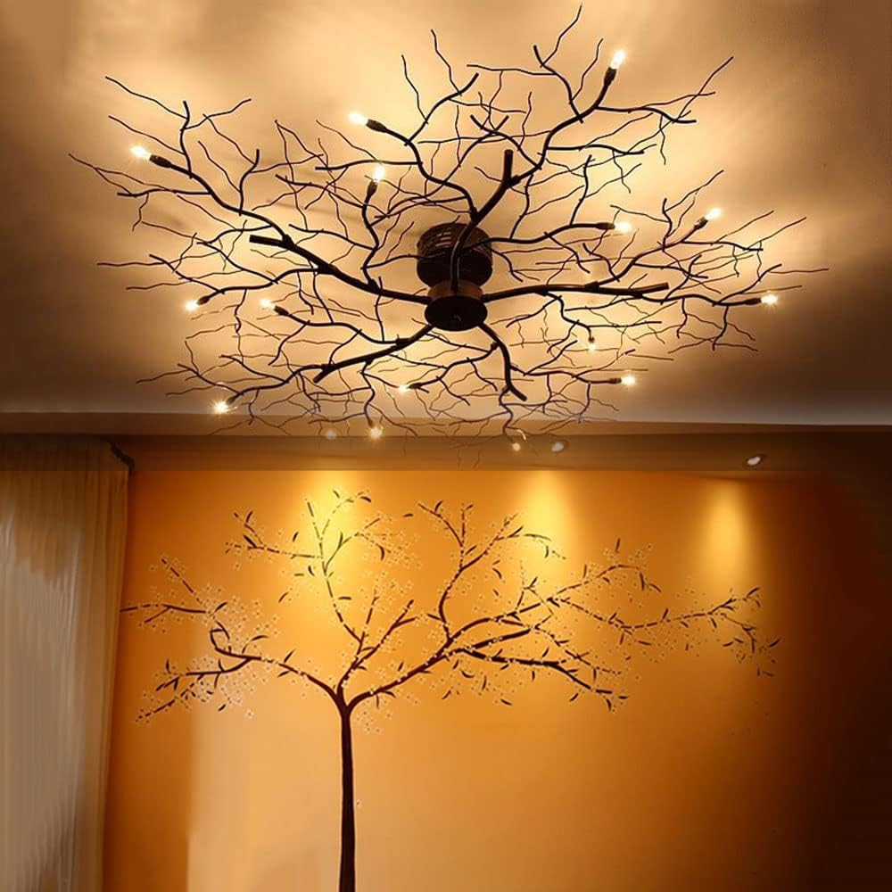 Modern LED Ceiling Lamp Nordic Tree Branch Iron Ceiling Lights Living Room Bedroom Chandeliers Ceiling Home Decor Light Fixtures Hotel Clubhouse Decoration Lighting(15-Lamp 110cm)