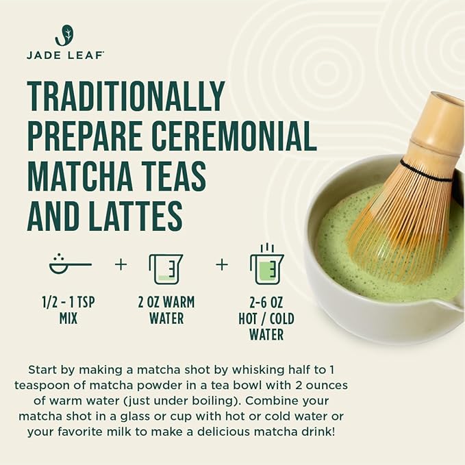Jade Leaf Matcha Organic Ceremonial Grade Green Tea Powder - Farm Direct First Harvest - Authentic Japanese Origin (1 Pound Bulk Pouch)