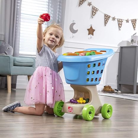 Step2 Little Helper's Shopping Cart for Kids, Play Grocery Cart, Made of Durable Plastic, for Toddlers 2+ Years Old, Blue