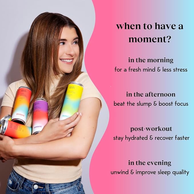 Moment Mocktails Non Alcoholic Drinks (Shark Tank) | SPARKLING Classics Adaptogen Drink | L-Theanine & Ashwagandha for Calm & Clarity | 0 Added Sugar 0 Caffeine | 24-pack