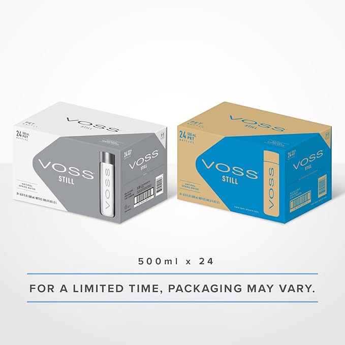 VOSS Premium Still Bottled Natural Water - BPA-Free - High Grade PET - Recyclable Plastic - Pure Drinking Water with Unique & Iconic Bottle Design - 24 Pack