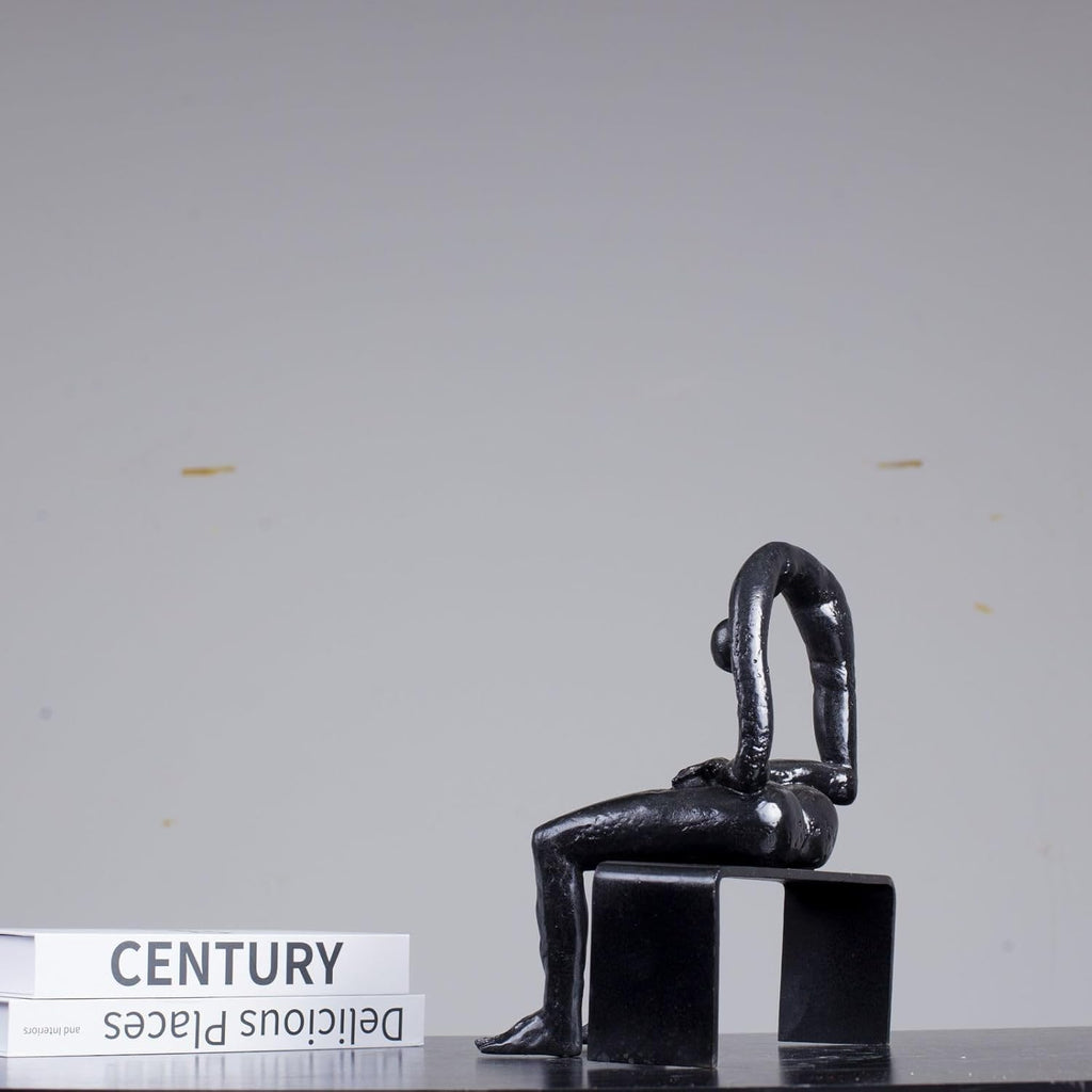 9.8'' Bronze Melancholy Sculpture, Modern Abstract Emptiness Statue& Think of Grief Sculpture Masterpiece Reproduction Brass Art Boutique for Home Office Decor and Special