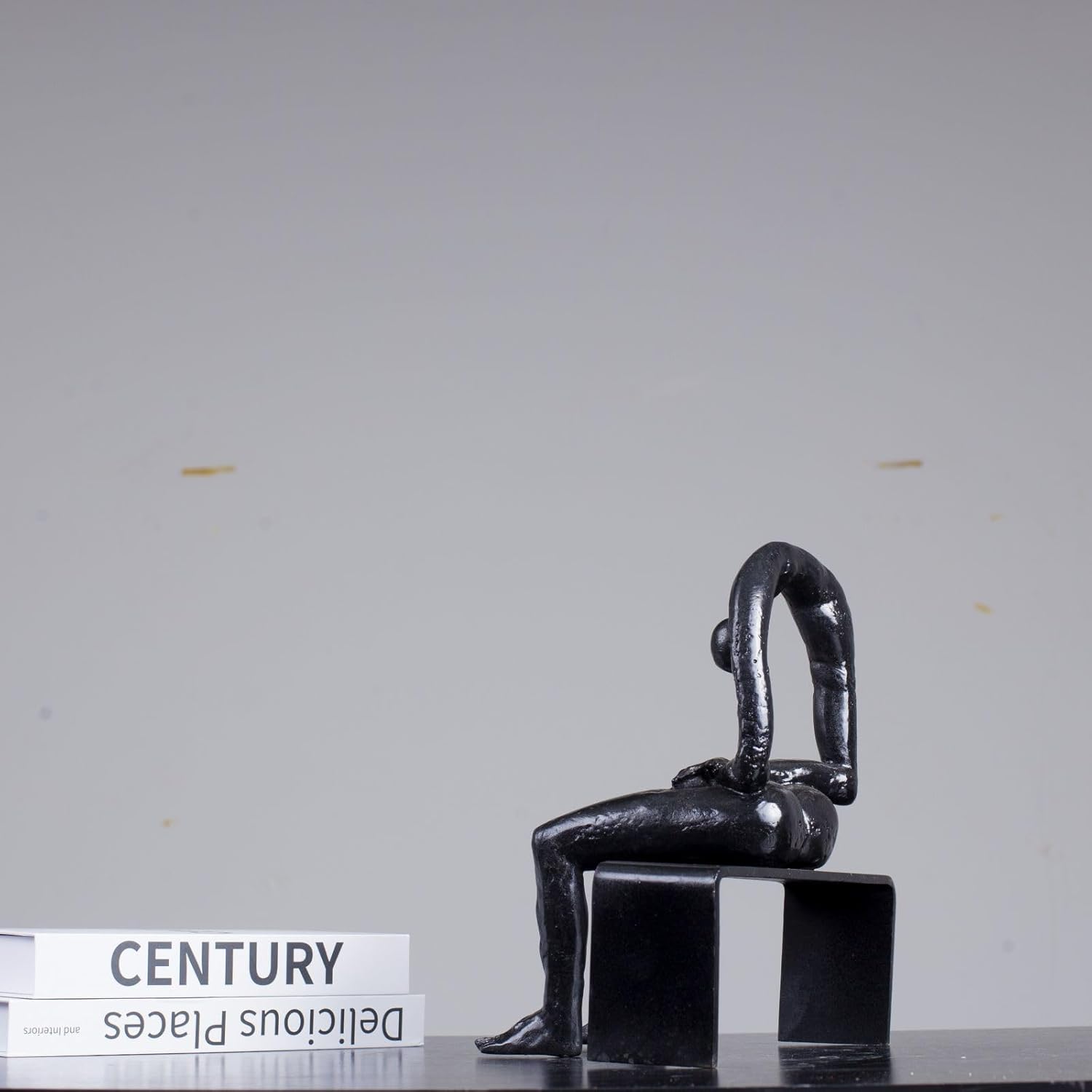 9.8'' Bronze Melancholy Sculpture, Modern Abstract Emptiness Statue& Think of Grief Sculpture Masterpiece Reproduction Brass Art Boutique for Home Office Decor and Special