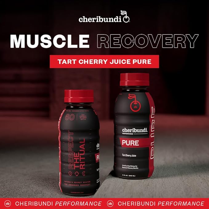 Cheribundi 100% Tart Cherry Juice Pure | Unsweetened Tart Cherry Juice | Athletes Recovery Drink | Promotes Restorative Sleep, Muscle Recovery & Boosts Athletic Performance | 8 floz (12 Pack)