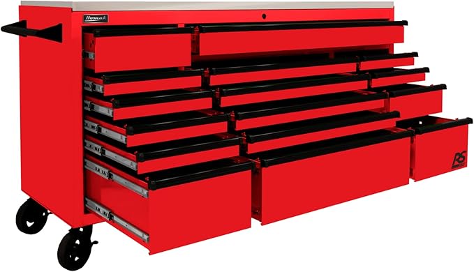 Homak 72” Roller Cabinet w/Stainless Steel Top RS Pro Workstation (Fury Red)
