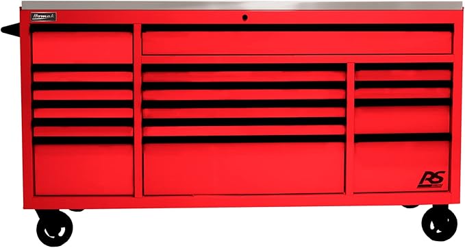 Homak 72” Roller Cabinet w/Stainless Steel Top RS Pro Workstation (Fury Red)