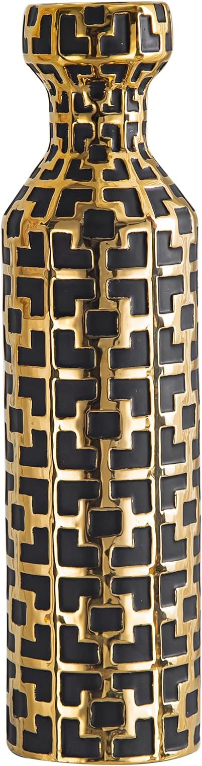Black with Golden Vase for Modern Home Decoration, 24.4 inch Tall Floor Vases for Home Decor, Ceramic vases for décor, Suitable for Living Room Decor, Bathroom Decor and Office Décor