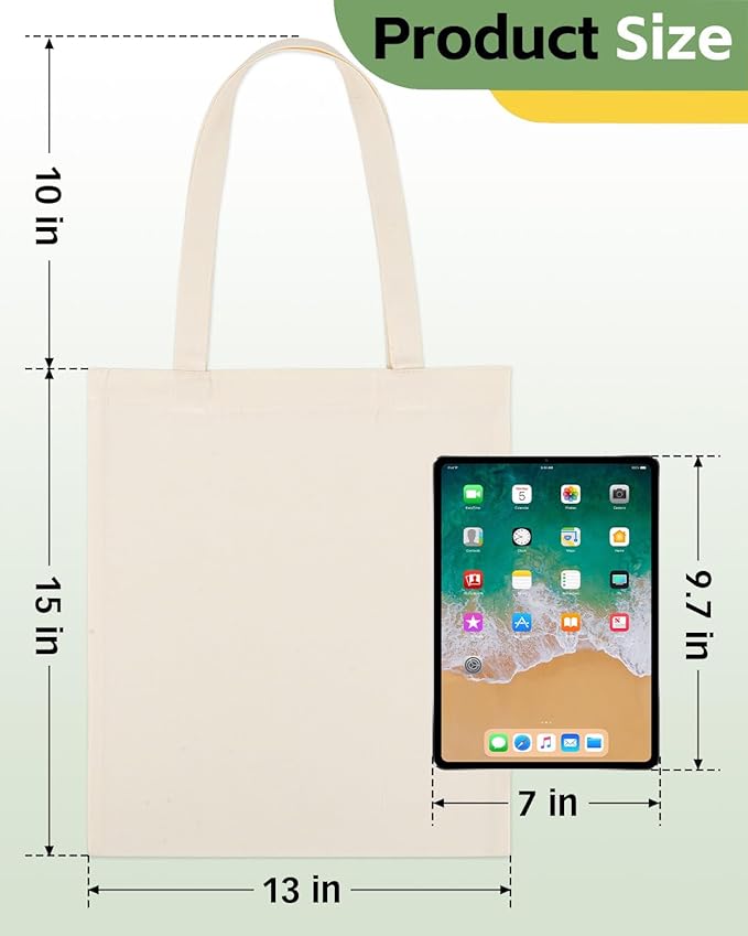 Lzerking Canvas Tote Bag Bulk 120 Pack Reusable Grocery Shopping Cloth Bags, 13x15 Inches Medium Blank Tote Bags for Heat Transfer, Sublimation, Handbag for DIY Gifts, Travel
