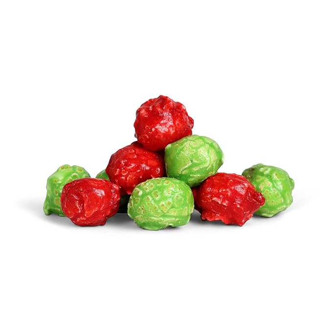 Holiday Red & Green Popcorn by It's Delish, 16 Oz Jumbo Container | Bulk Gourmet Air Popped Pop Corn Snack - Fruity Christmas Themed Candy Confetti – Gluten Free, Vegan, Kosher, 1 Count