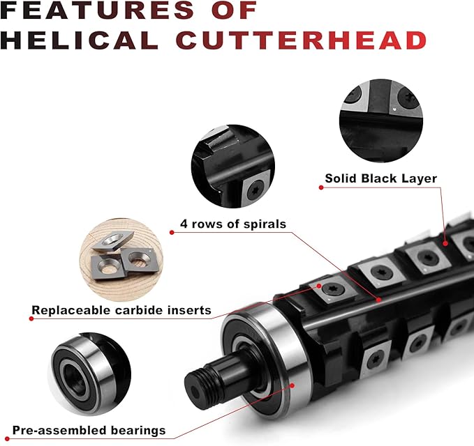 FINDBUYTOOL Helical Cutterhead for DeWalt DW735 DW735X Planer, 13 inch Helical Cutterhead 4 Rows for DW735/DW735X/DW735-XE Thickness Planer