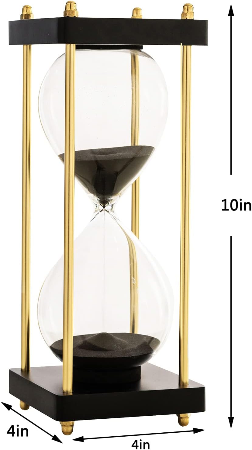 Large Sand Timer, Hourglass Timer 60 Minutes,Vintage Wooden Hour Glass Timer,Modern Home Kitchen Office Decoration (Goldenrod Black)
