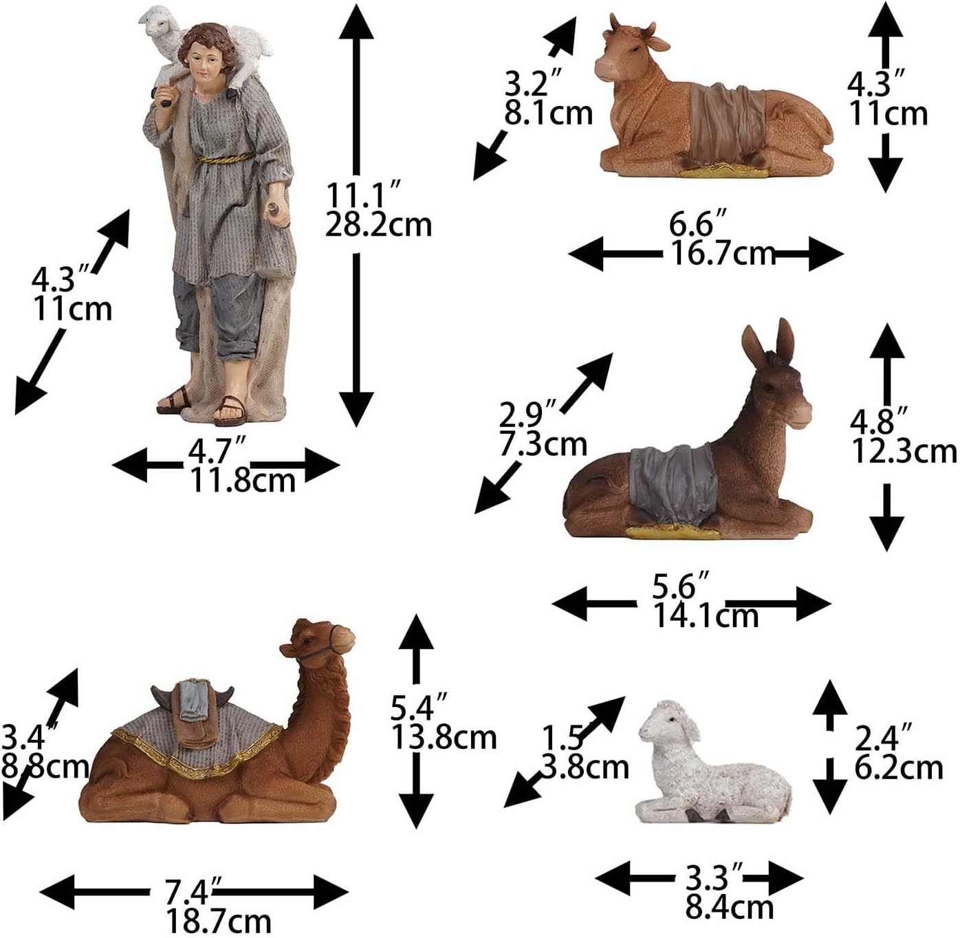 Zayton Nativity Set Christmas Indoor 12 Pcs 12 Inch Scene Statue Figurines Jesus Manger Crib Ornament Church Xmas Home Catholic Religious Decoration