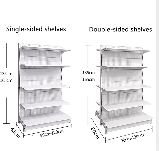 5-Tier Retail Shelving Display - Versatile Grocery Supermarket Shelves, Snack Racks, Office Supply Wall Racks & Shoe Storage - Easy to Install White Display Stand
