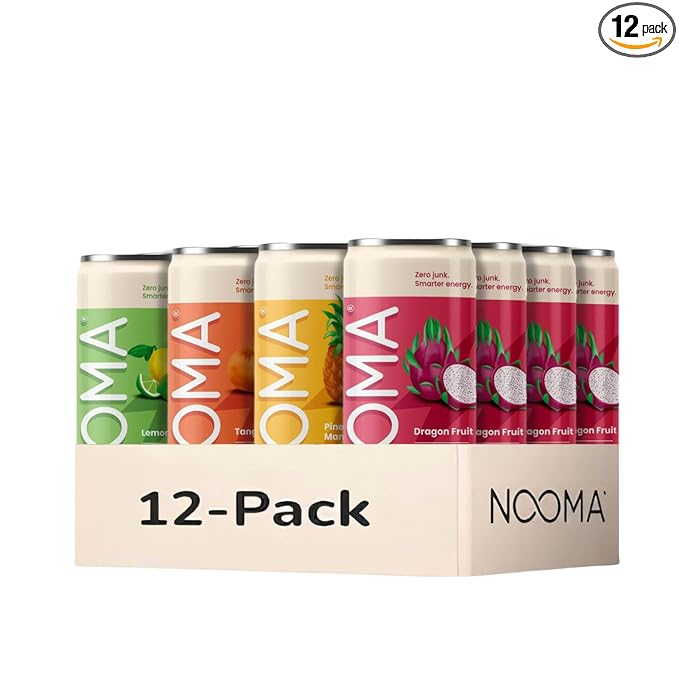 NOOMA - Performance Energy Drink - Pre Workout Drink - Nootropics, Adaptogens + Electrolytes - 120mg Clean Caffeine, 15 Calories & 2g Sugar - Variety Pack -12 Pack -12oz ea.