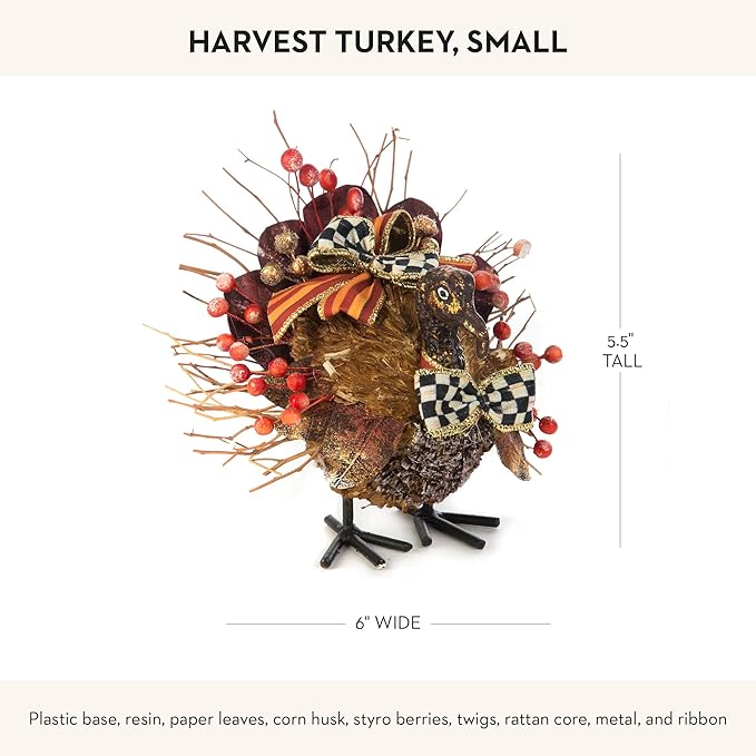 MacKenzie-Childs Harvest Turkey, Thanksgiving Turkey Decoration, Fall Decor Centerpiece Figurine