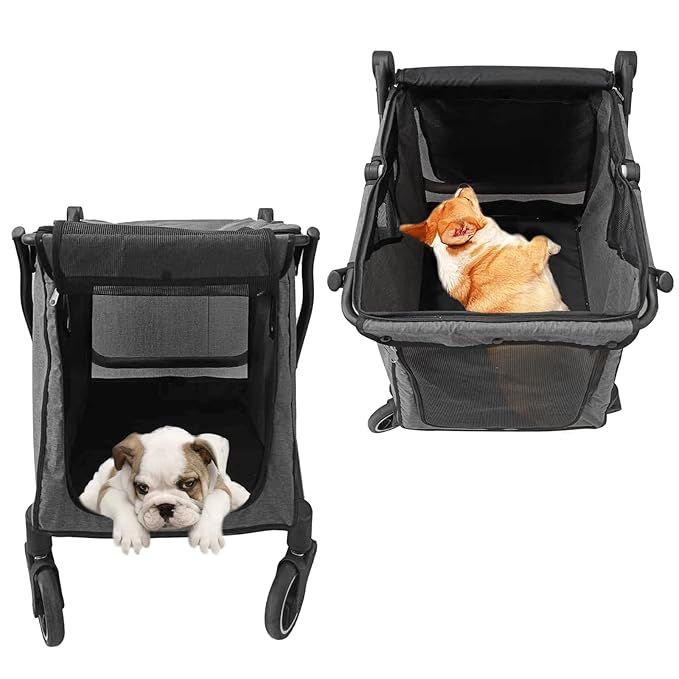 Folding Shopping Cart Utility Cart with Wheels for Grocery, Laundry, Shopping Trolley, Pet Stroller for Dog/Cat 85 L