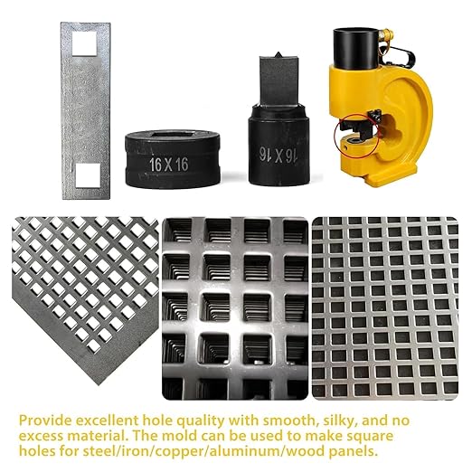 Custom Dies - 1 Piece 17x17MM Square Hole Punching Dies Set for CH-70 Hydraulic Metal Hole Punch Digger Tool Machine - All Models Durable Replacement (Square-CH-70 17x17MM)