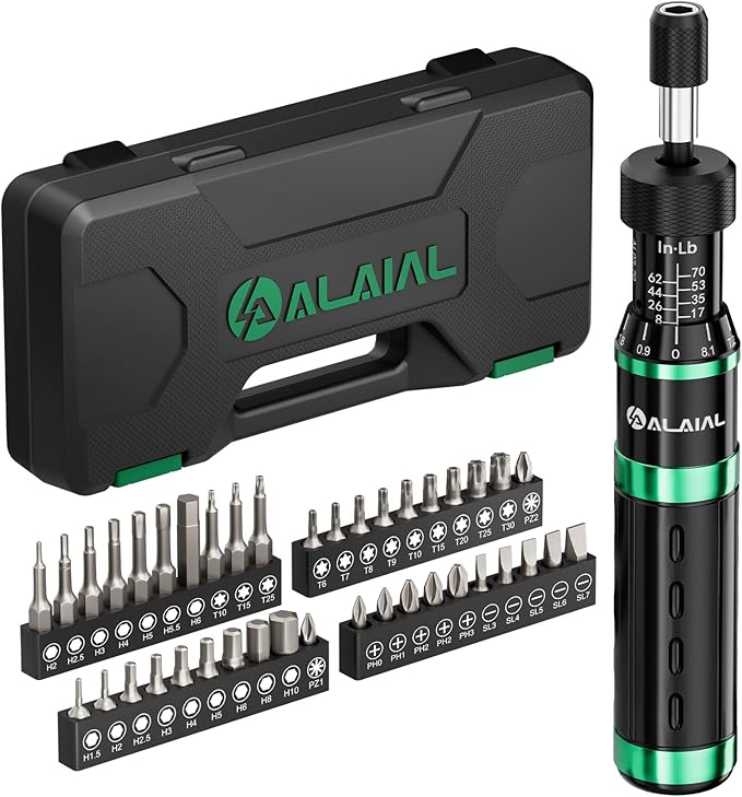 Torque Screwdriver Wrench Driver Set, 8-70 Inch Pounds Torque Screwdriver, 1/4-Inch Drive Torque Wrench Set for Maintenance,Tools, Bike Repairing and Scope Mounting