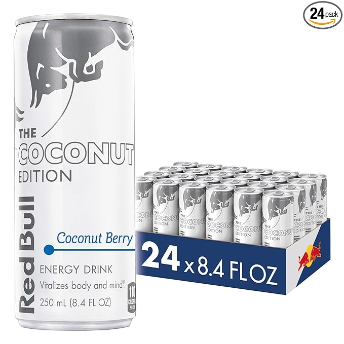 Red Bull Coconut Edition Energy Drink, Coconut Berry, 8.4 Fl Oz, Pack of 24 Cans