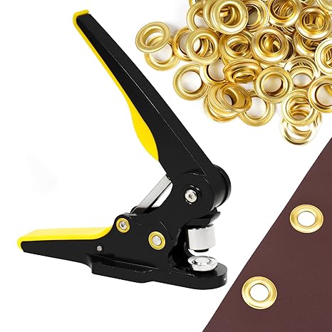 ZONG LAN Heavy Duty Grommet Tool Kit Eyelet Machine Punch Tool Kit with of 3/5" Die and 80 Sets Gold Brass Grommets for Tarp Leather Fabric Curtains