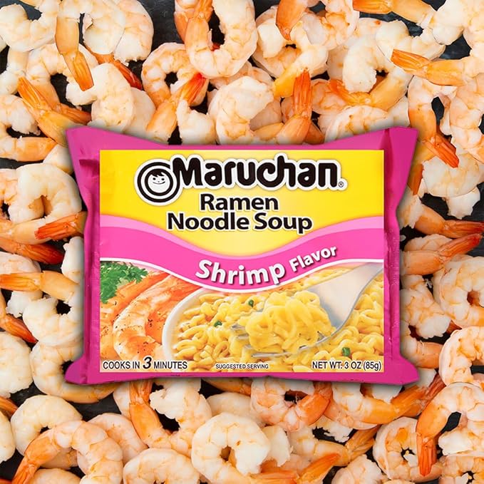 Maruchan Ramen Shrimp, Instant Ramen Noodles, Ready to Eat Meals, 3 Oz, 24 Count
