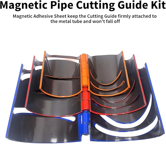 Metal Pipe Cutting Guide Kit, Pipe Cutting Guide Tool, Pipe Saddle Template Cutting Guide, High-Precision Cross｜Saddle Cuts at 22.5°, 45°, 90°, 3 Pack Size 1-7/8", 2-3/8", 2-7/8"