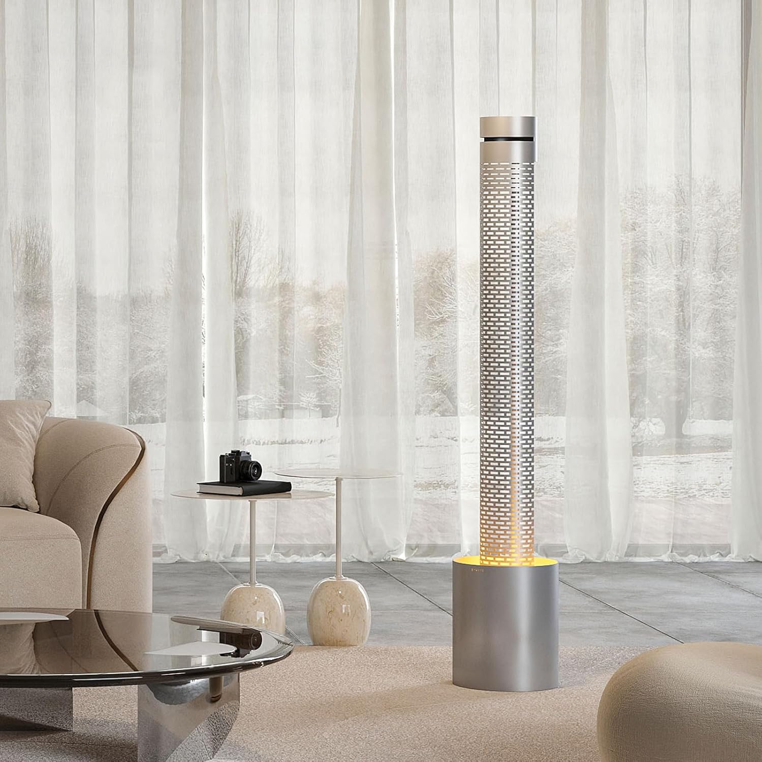 59.8" Metal Waterfall Fountain With LED-Light, Minimalist Indoor Water Fountain, Romantic Water Feature, Luxury Decor for Office & Home