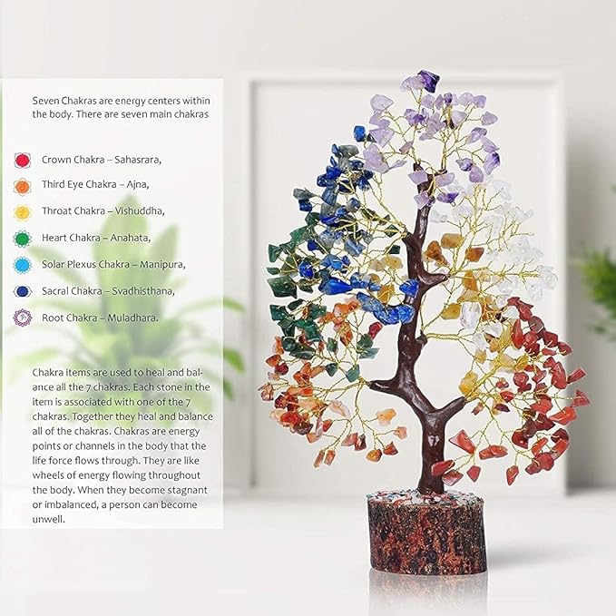 YATSKIA 7 Chakra Tree of Life, Crystals and Healing Stones, Birthday Gifts for Women - Crystal Tree for Positive Energy, Home Office Decor, Spiritual Gifts for Women